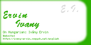 ervin ivany business card